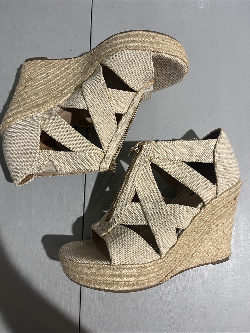 Mossimo Supply Co. Natural Canvas Espadrille Wedge Sandals